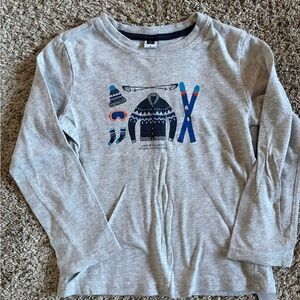 Janie and Jack Gray Long Sleeve Shirt with Winter Downhill Ski Gear Graphic